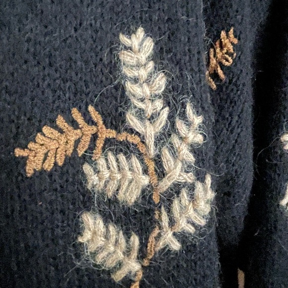 Vintage Susan Bristol Mohair & Satin Lined Embroidered Cardigan Tunic Sweater XL - Picture 3 of 8